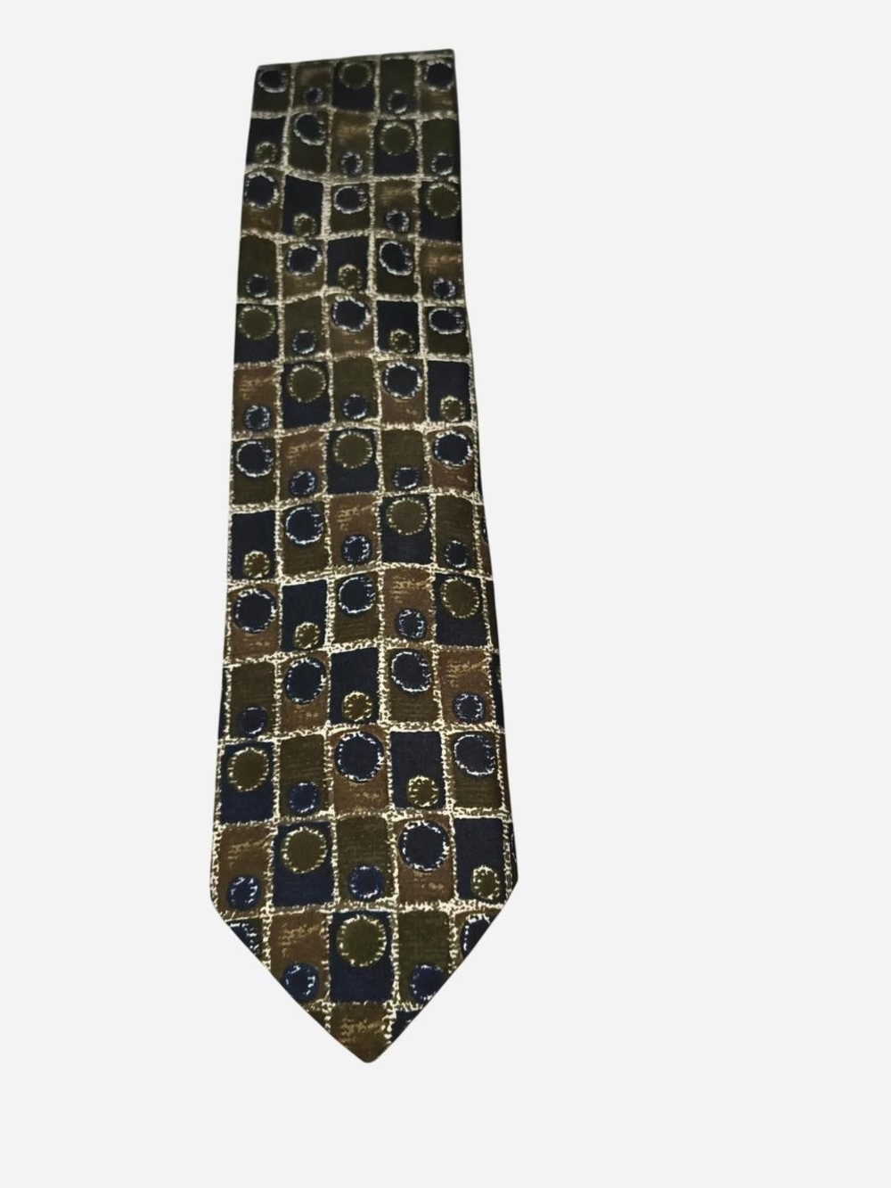 Puritan Navy and Olive Geometric Silk Tie